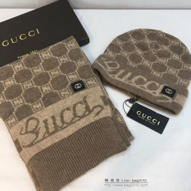 GUCCI古馳 新款 原單羊毛帽子圍巾套裝 圍巾可雙面穿戴 LLWJ7909